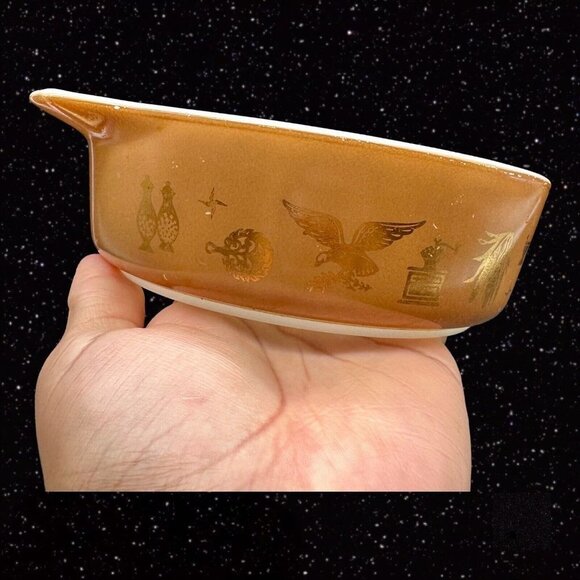 Vintage Pyrex Early American Refrigerator Dish Brown & White 471 1pt 7.5”W 2”T - Picture 10 of 11